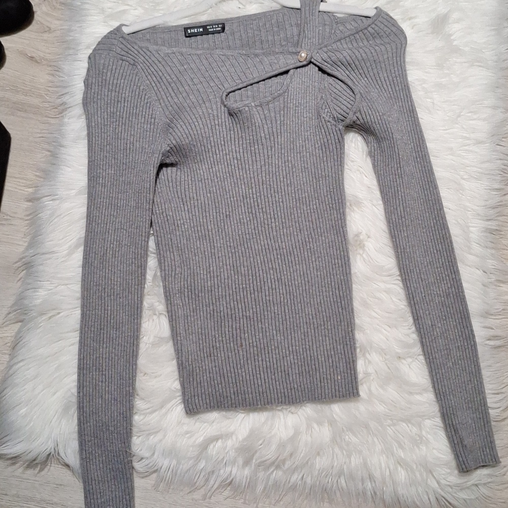 SHEIN Charcoal Ribbed Knitwear